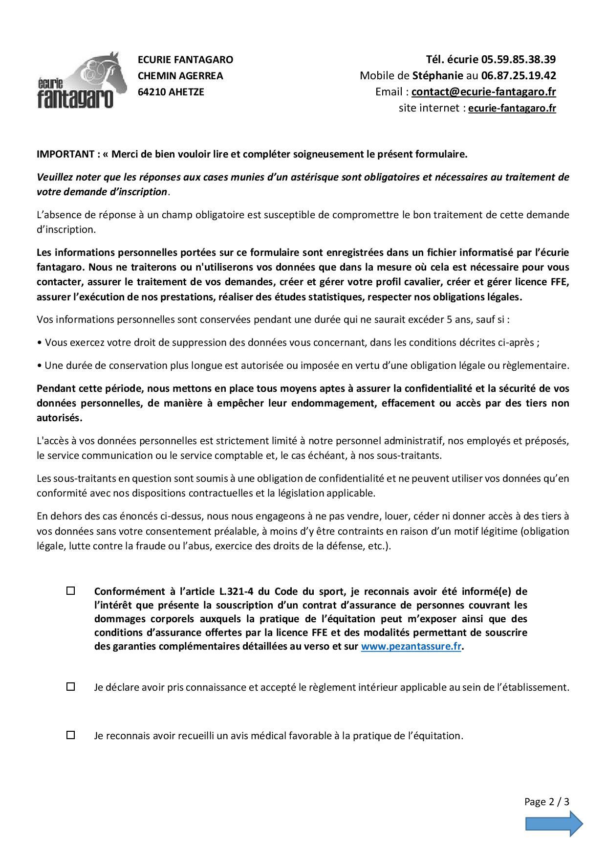 formulaire d inscription 2020 – 2021 – PAGE 2.pdf | Écurie Fantagaro